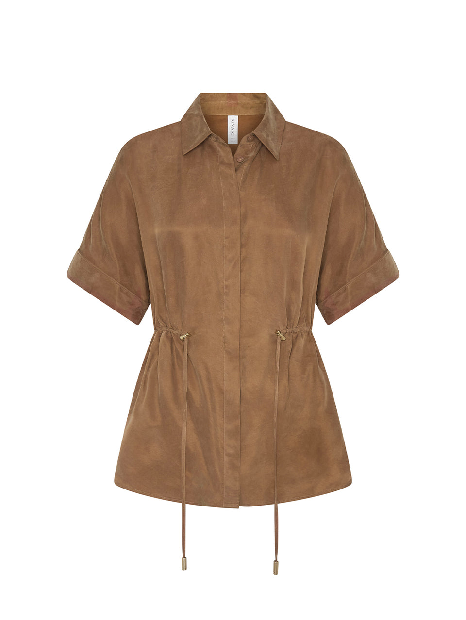 Brown Shirt with short sleeves on a white background