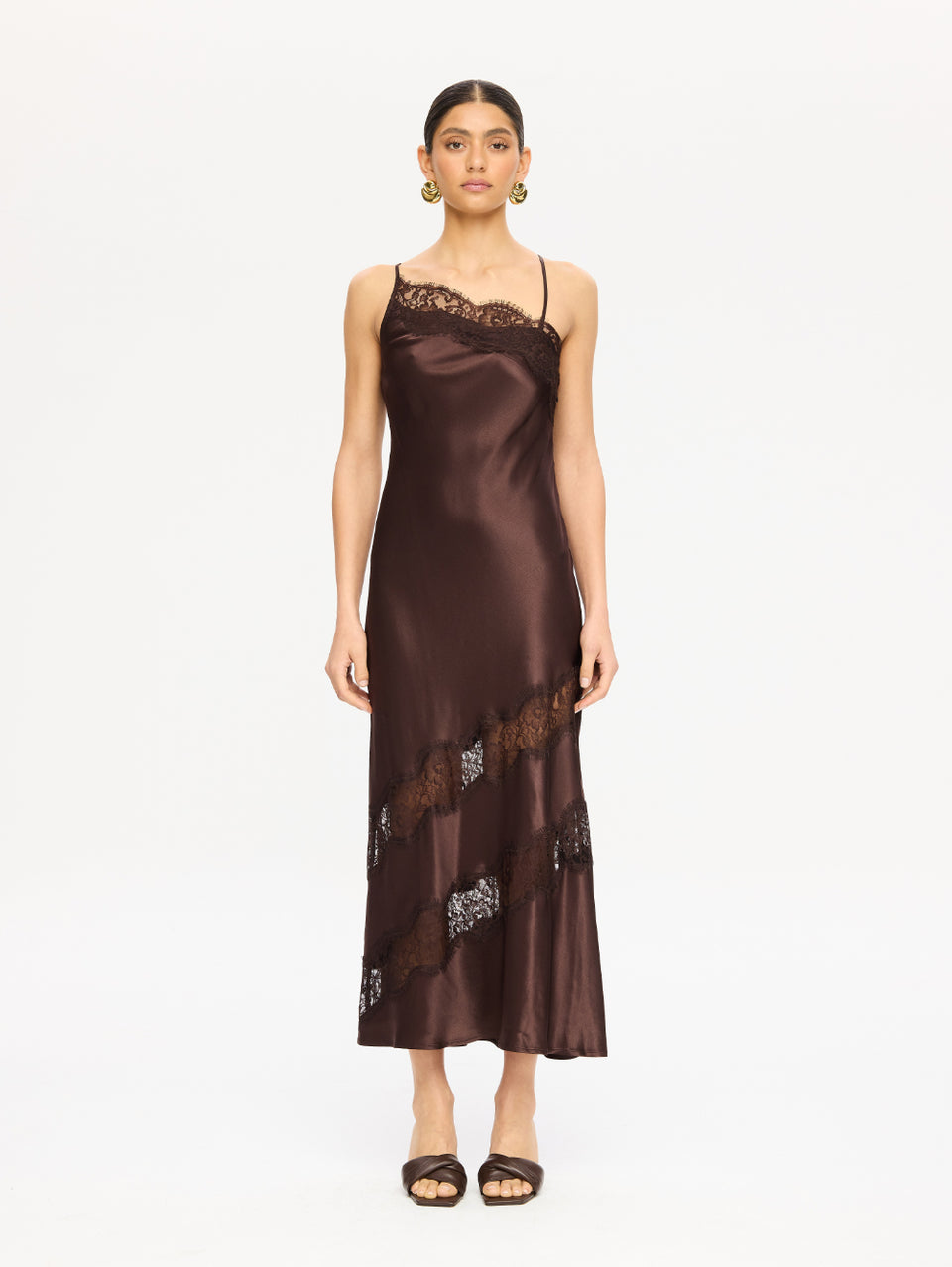 LD441CHO-Margot Lace Midi Dress-Chocolate-01